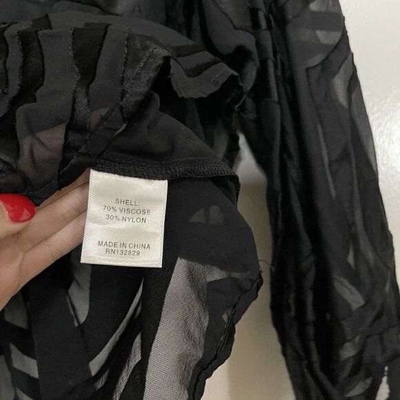 L'academie sheer black zebra print v neck cinch waist blouse top size xs - Picture 4 of 6